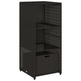 Black garden storage cabinet 50x55x115 cm woven resin