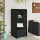 Black garden storage cabinet 50x55x115 cm woven resin