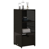 Black garden storage cabinet 50x55x115 cm woven resin