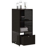 Black garden storage cabinet 50x55x115 cm woven resin