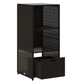 Black garden storage cabinet 50x55x115 cm woven resin