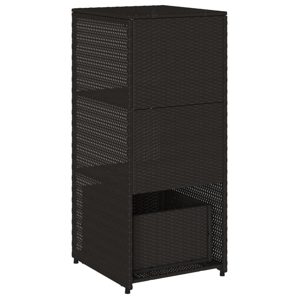 Black garden storage cabinet 50x55x115 cm woven resin