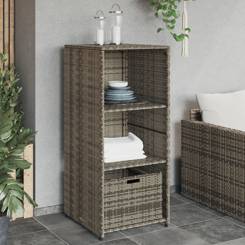 Armoire de rangement de jardin gris 50x55x115 cm résine tressée