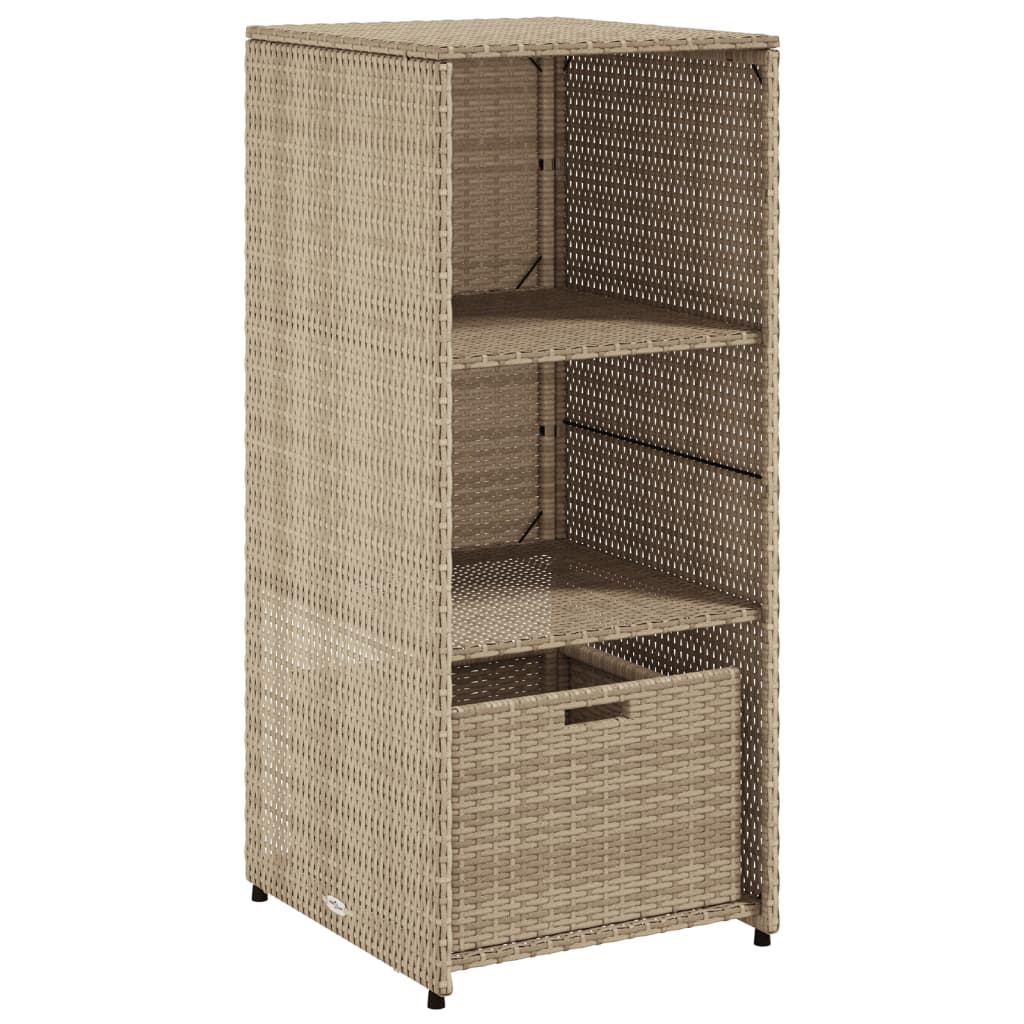 Beiger Gartenschrank 50x55x115cm aus geflochtenem Kunstharz