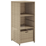 Beiger Gartenschrank 50x55x115cm aus geflochtenem Kunstharz