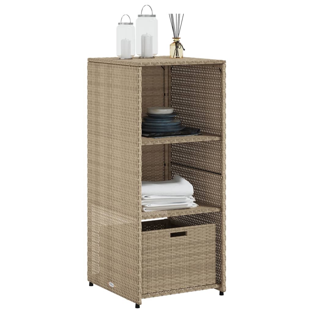 Beiger Gartenschrank 50x55x115cm aus geflochtenem Kunstharz