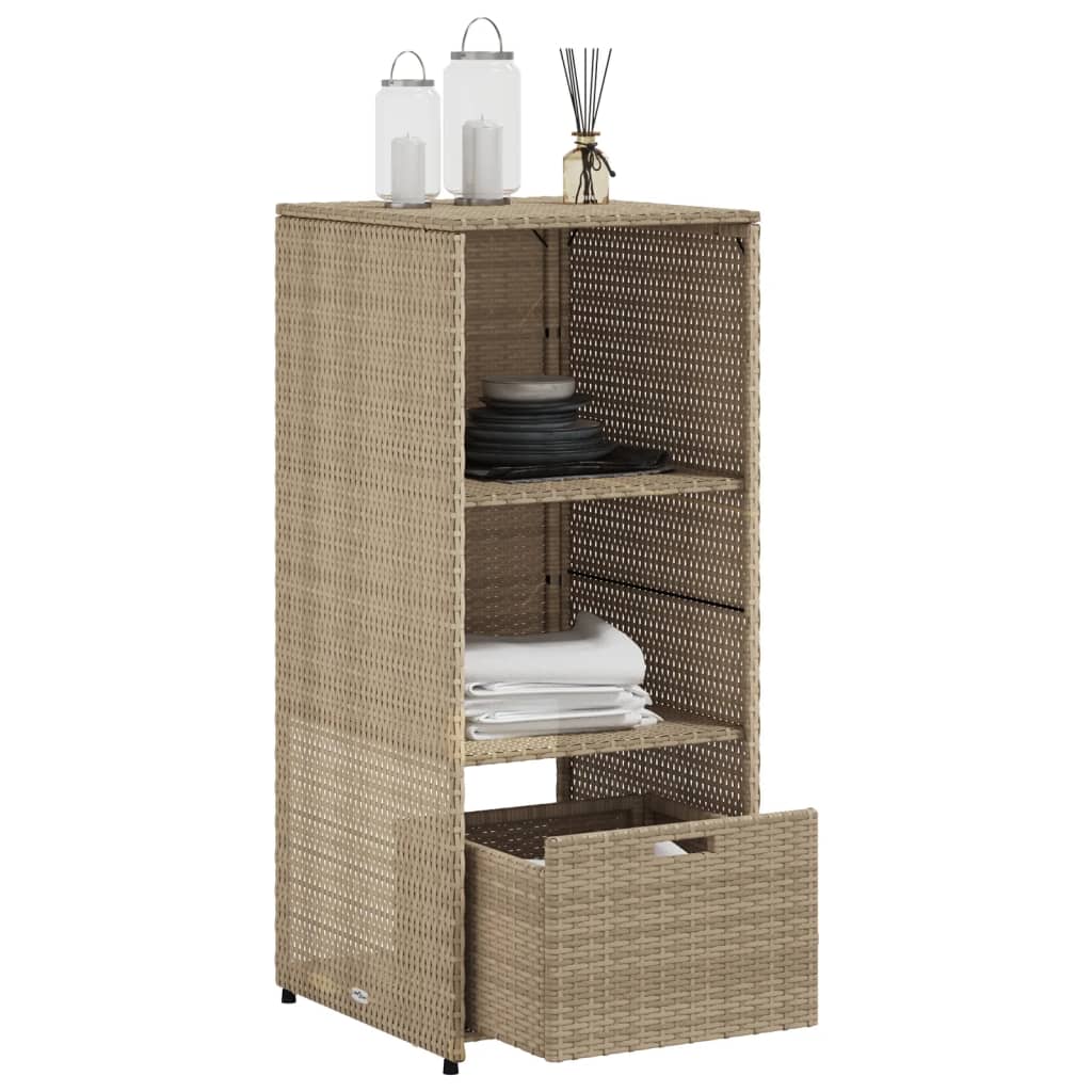 Beiger Gartenschrank 50x55x115cm aus geflochtenem Kunstharz