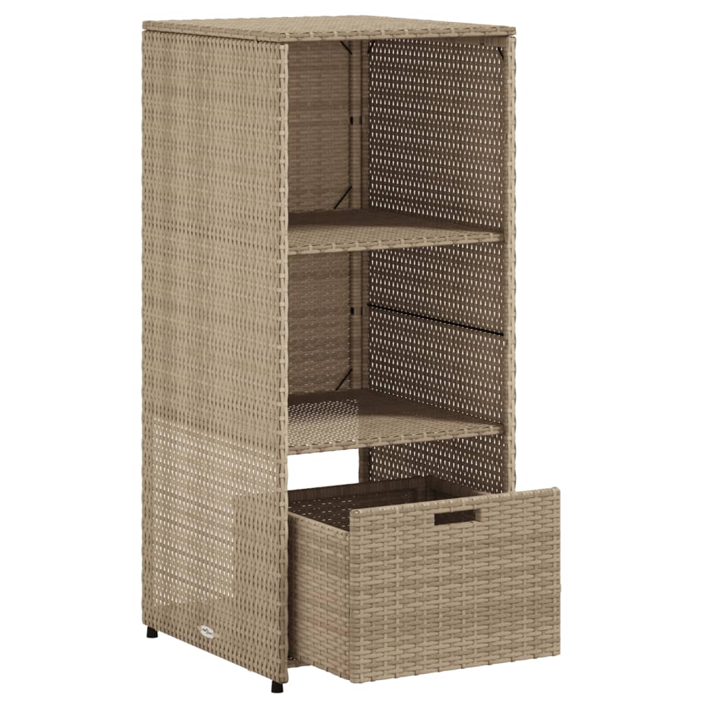 Beiger Gartenschrank 50x55x115cm aus geflochtenem Kunstharz