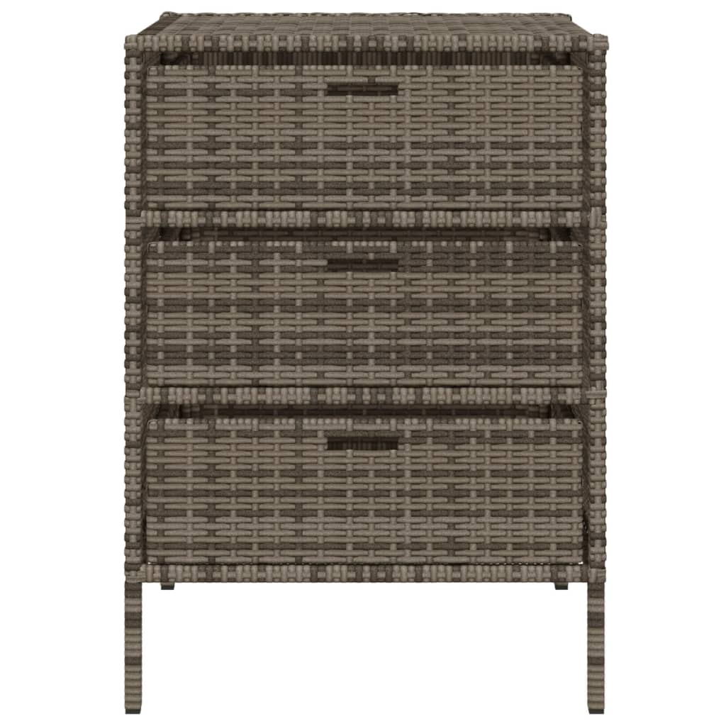 Armoire de rangement de jardin et 3 tiroirs gris résine tressée