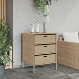 Beiger Gartenschrank 55x59x80 cm aus geflochtenem Harz