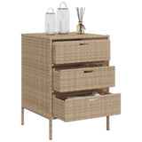 Beiger Gartenschrank 55x59x80 cm aus geflochtenem Harz