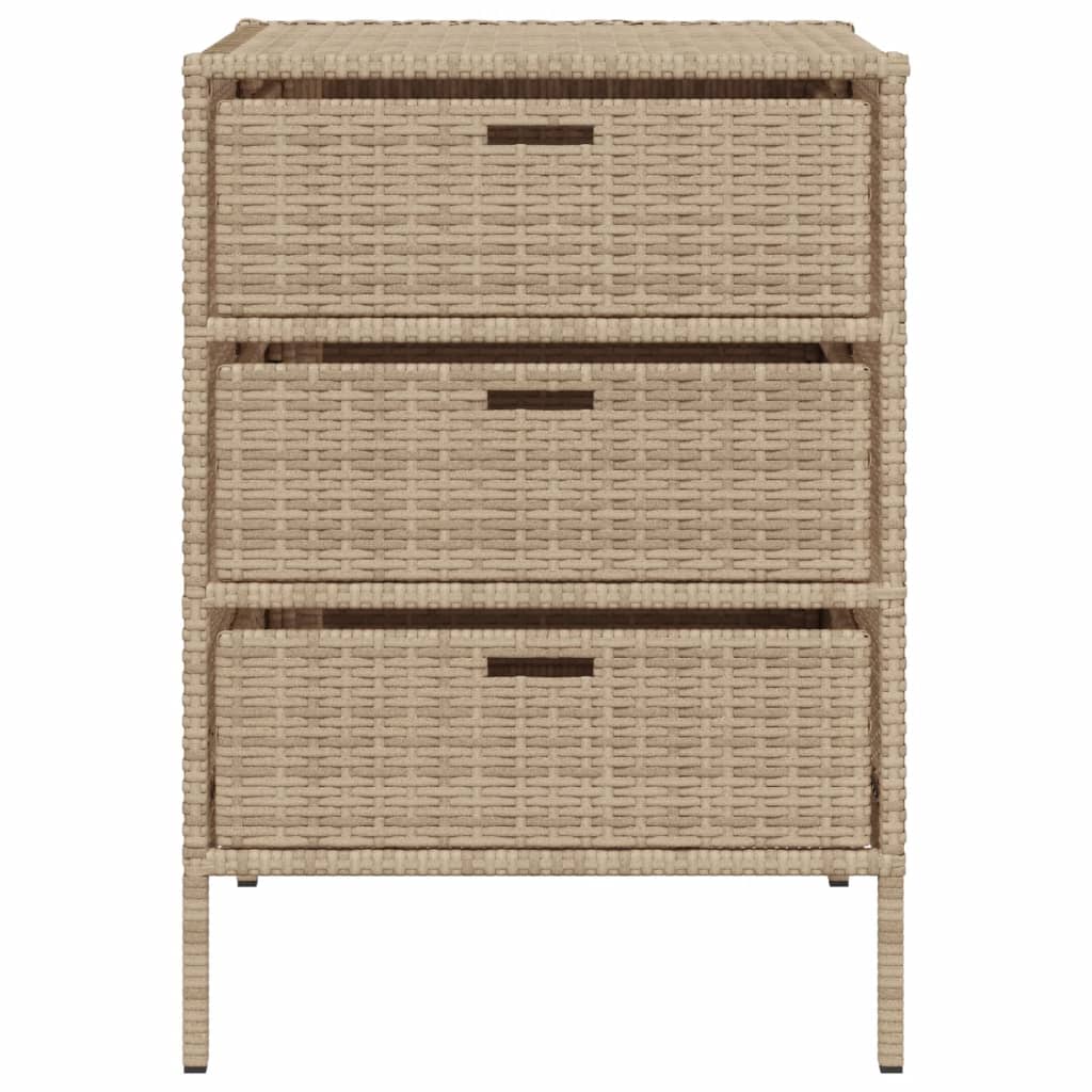 Beiger Gartenschrank 55x59x80 cm aus geflochtenem Harz