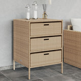 Beiger Gartenschrank 55x59x80 cm aus geflochtenem Harz