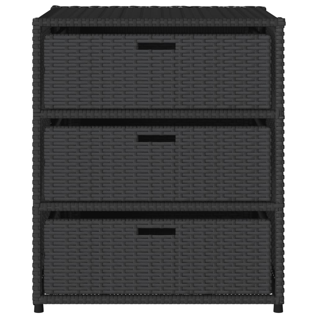 Armoire de rangement de jardin noir 55x59x69 cm résine tressée