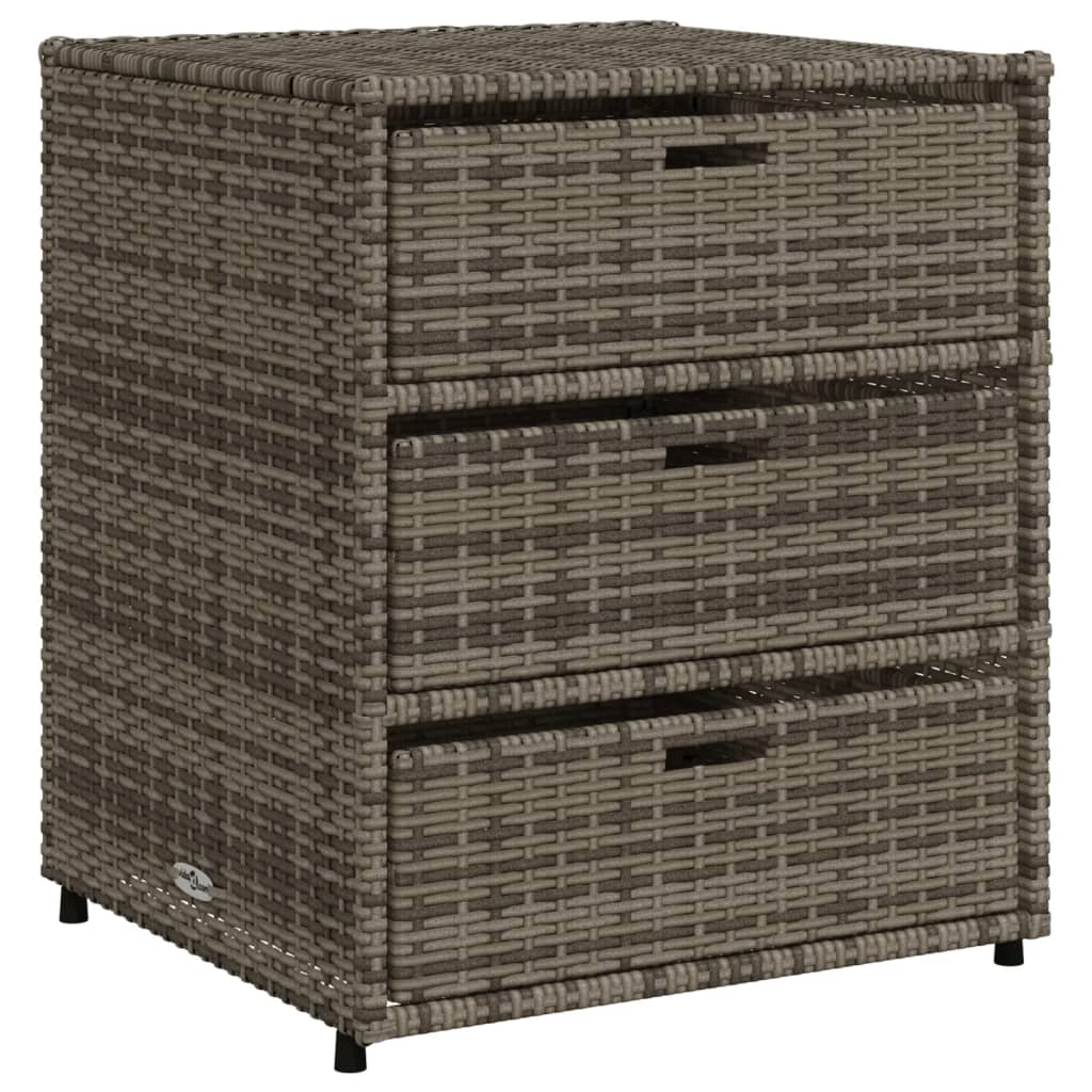 Grauer Gartenschrank 55x59x69 cm aus geflochtenem Harz