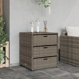 Grauer Gartenschrank 55x59x69 cm aus geflochtenem Harz