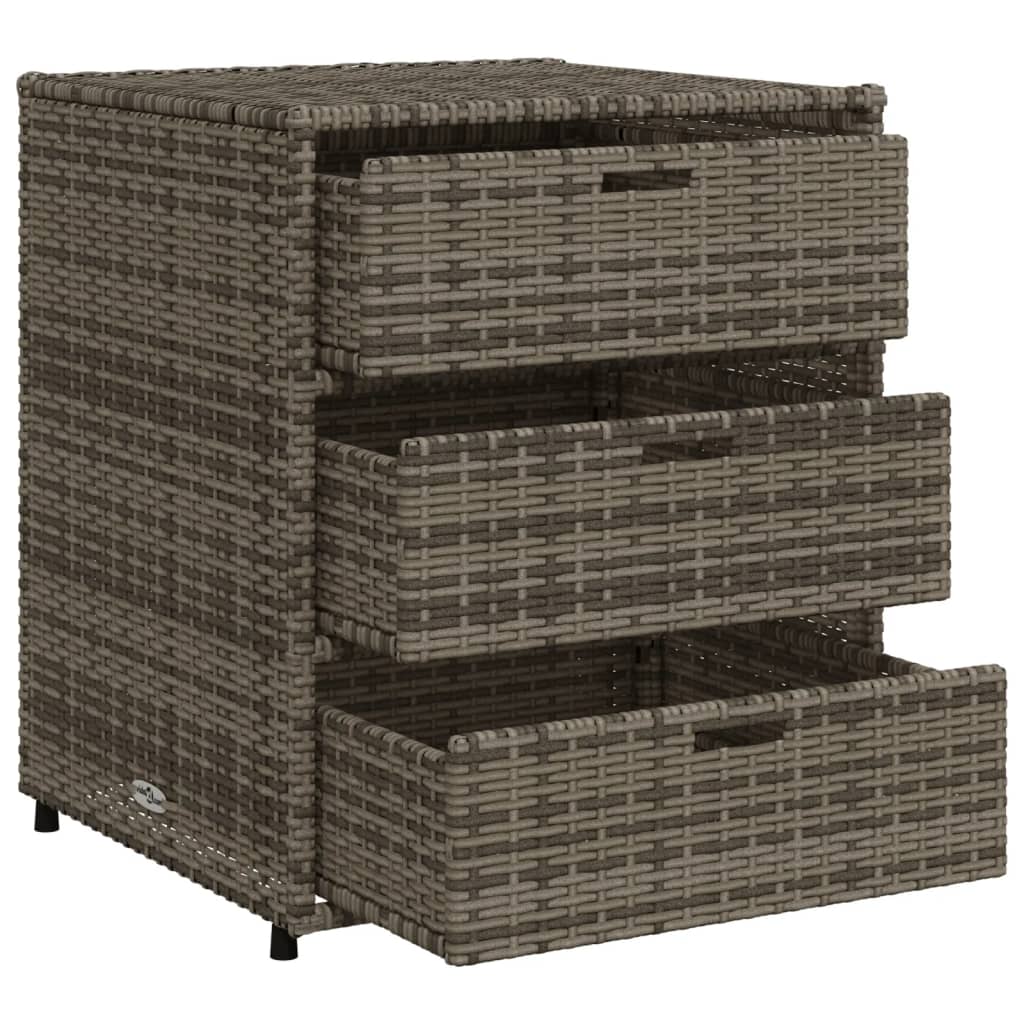 Grauer Gartenschrank 55x59x69 cm aus geflochtenem Harz