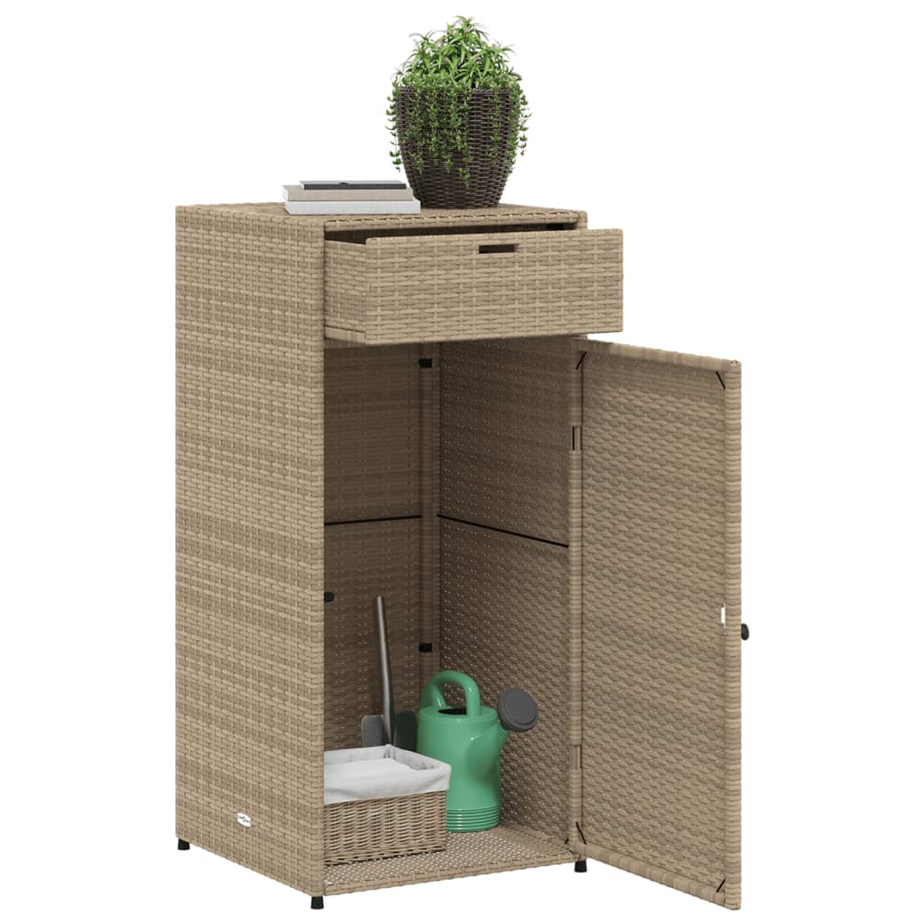 Beigefarbener Gartenschrank, 55 x 55 x 111 cm, geflochtenes Harz