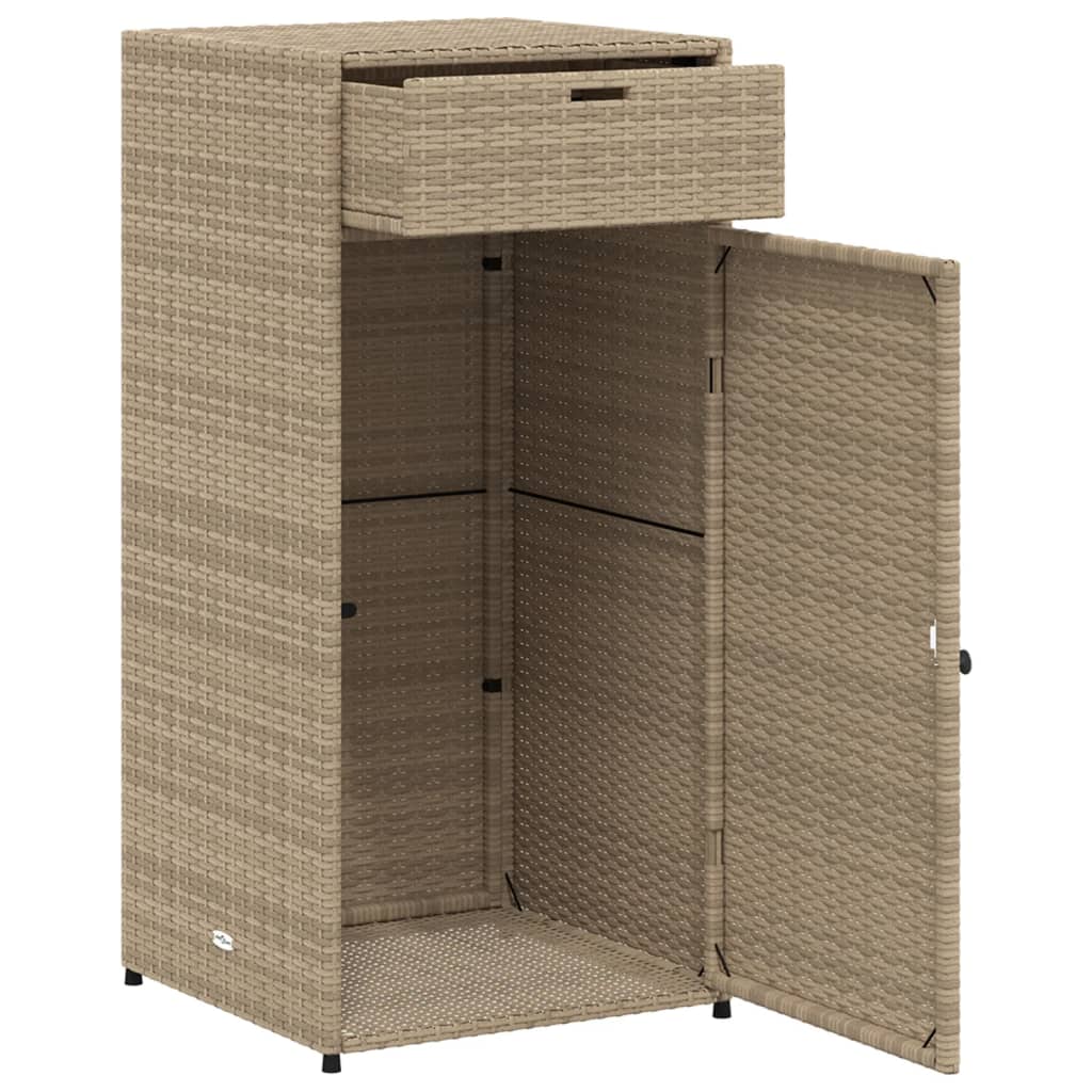 Beigefarbener Gartenschrank, 55 x 55 x 111 cm, geflochtenes Harz