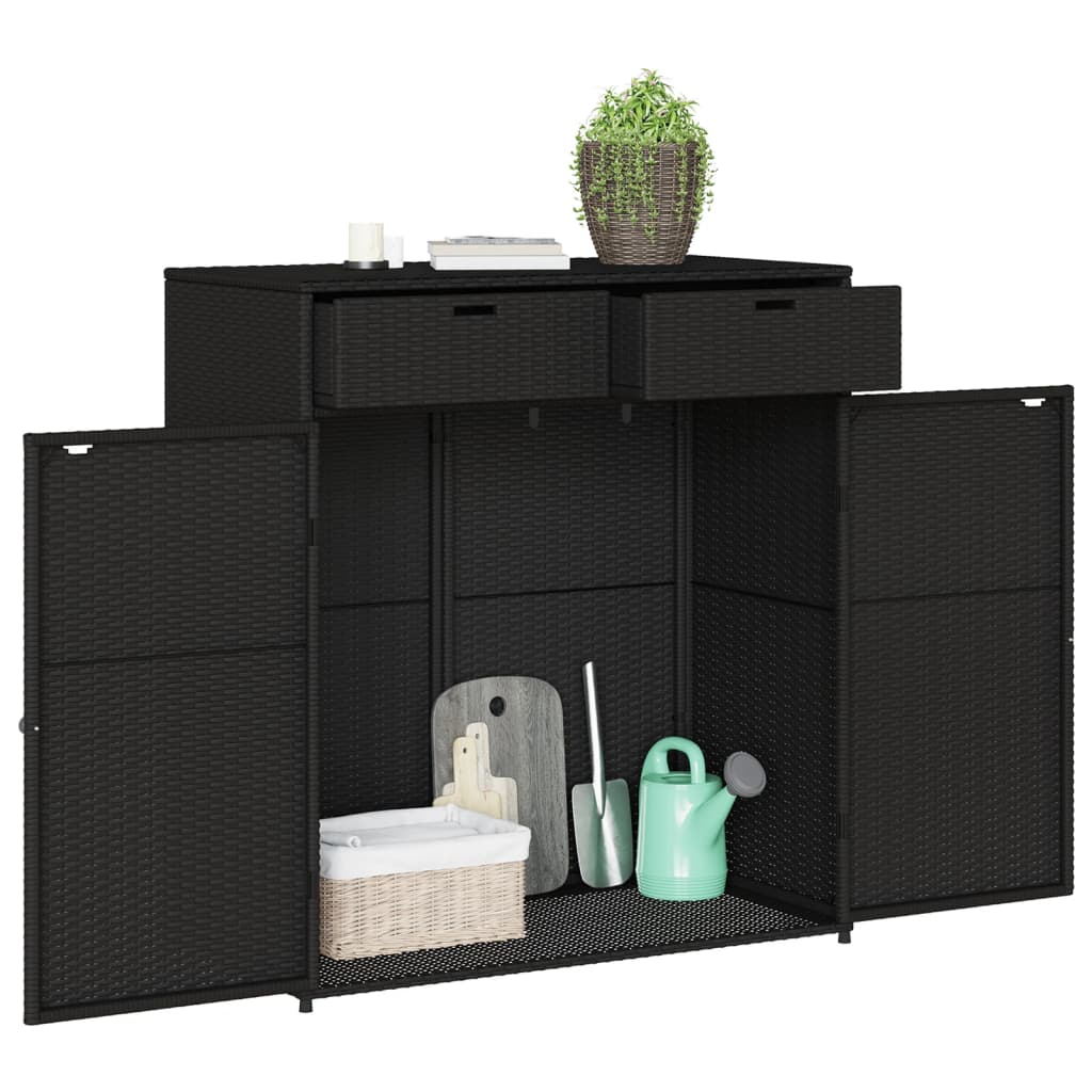 Armoire de rangement de jardin noir 105x55x113cm résine tressée