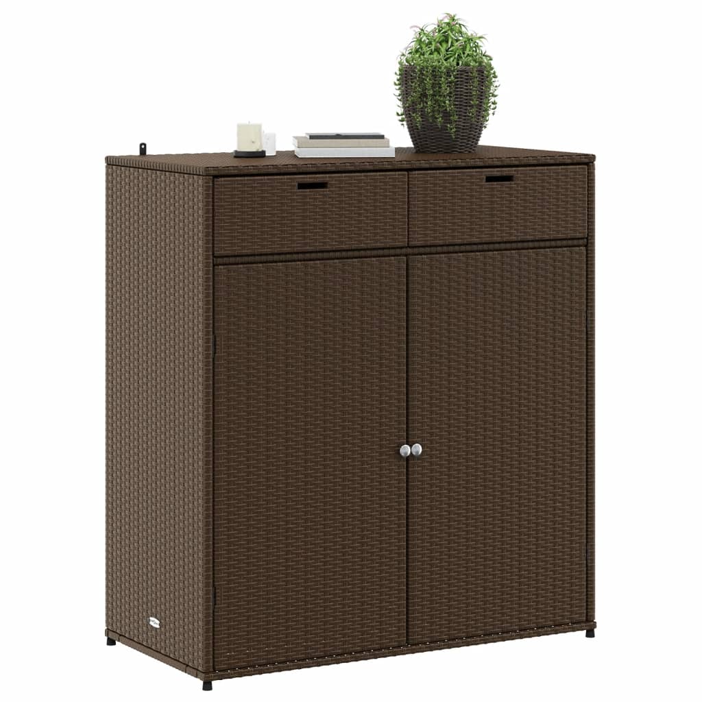 Brauner Gartenschrank 105x55x113 cm aus Kunstharzgeflecht