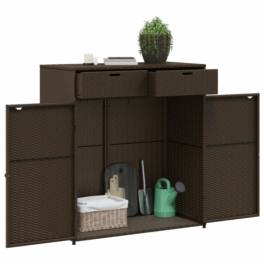 Brauner Gartenschrank 105x55x113 cm aus Kunstharzgeflecht