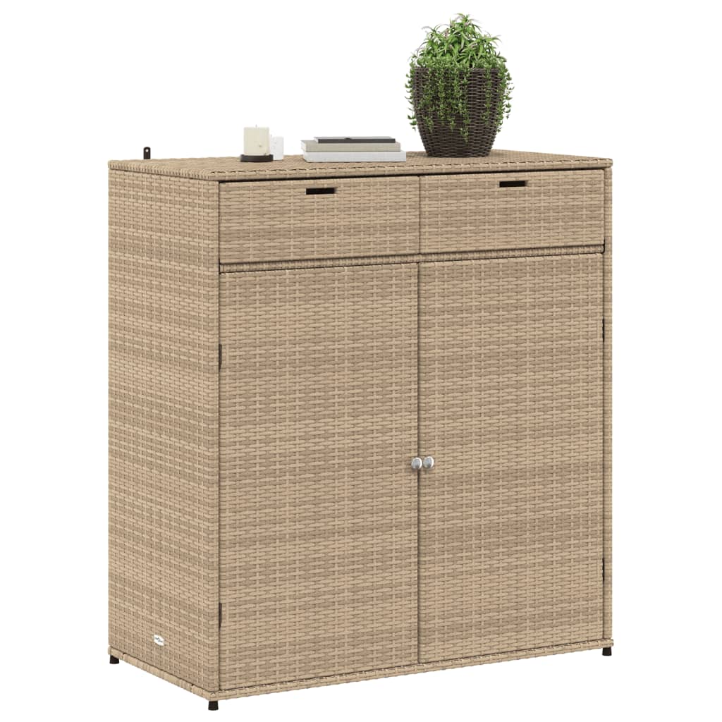 Armoire de rangement jardin beige 105x55x113 cm résine tressée