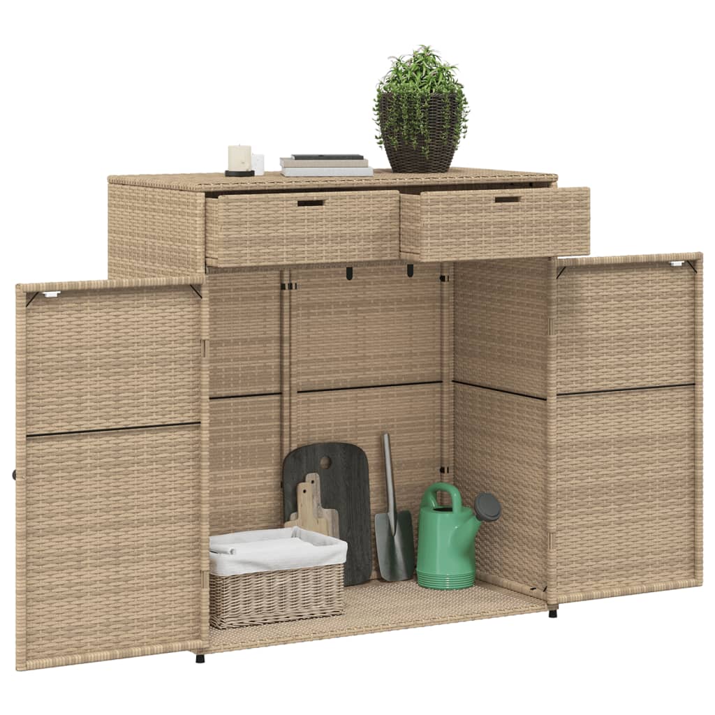 Armoire de rangement jardin beige 105x55x113 cm résine tressée