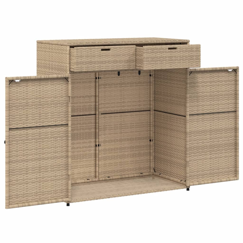 Armoire de rangement jardin beige 105x55x113 cm résine tressée