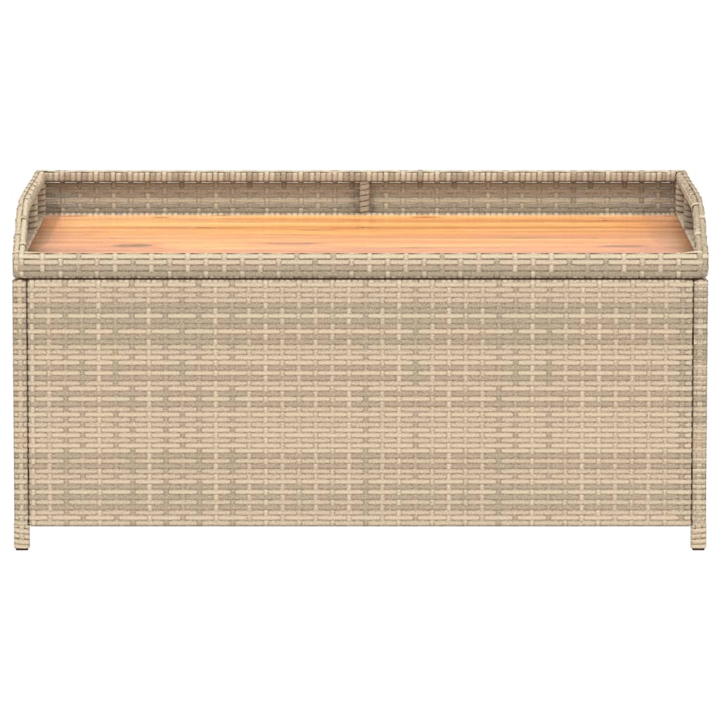 Banc de rangement mélange beige résine tressée et bois d'acacia