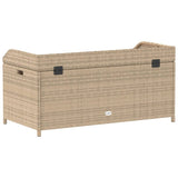 Banc de rangement mélange beige résine tressée et bois d'acacia