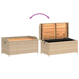 Banc de rangement mélange beige résine tressée et bois d'acacia