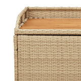 Banc de rangement mélange beige résine tressée et bois d'acacia