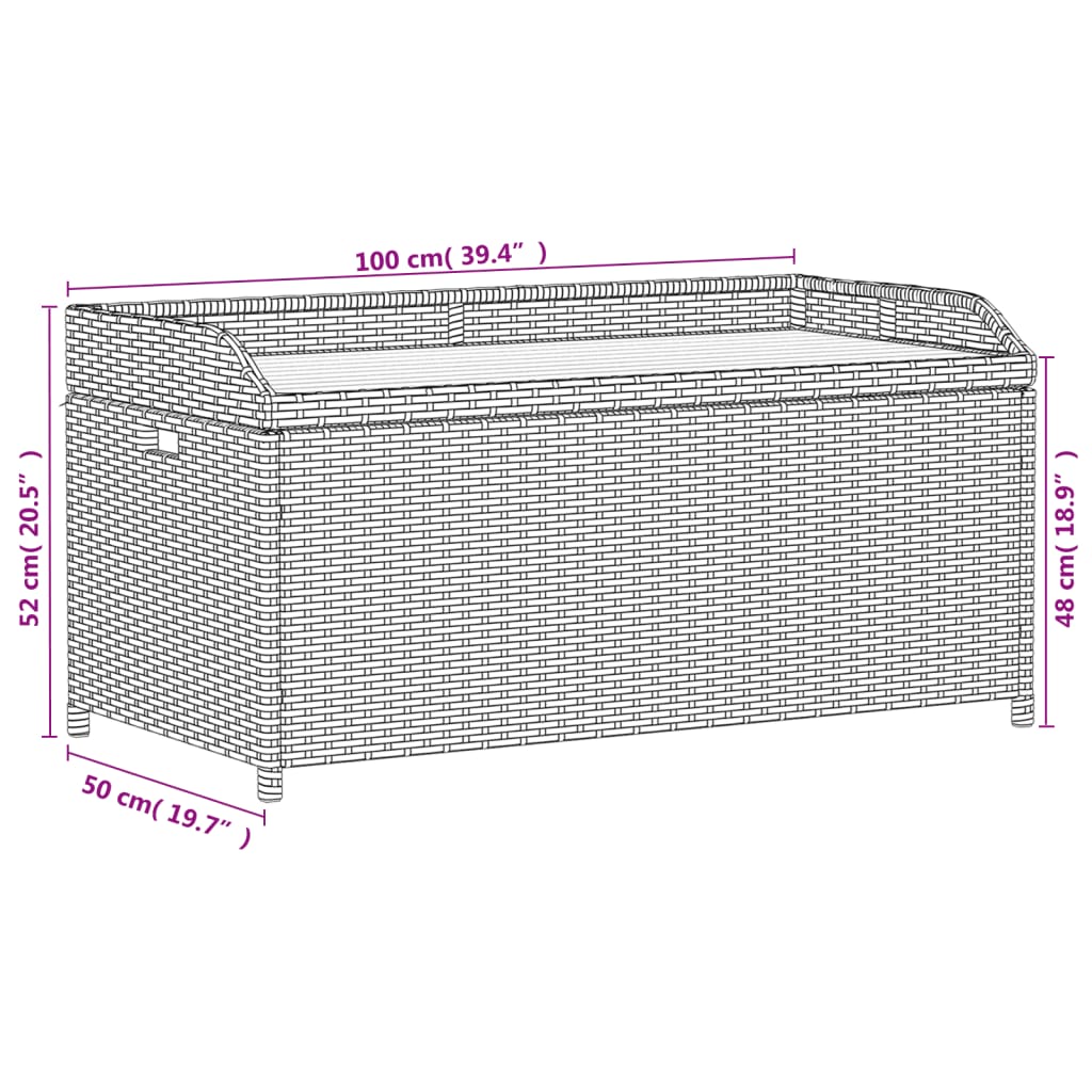 Banc de rangement mélange beige résine tressée et bois d'acacia