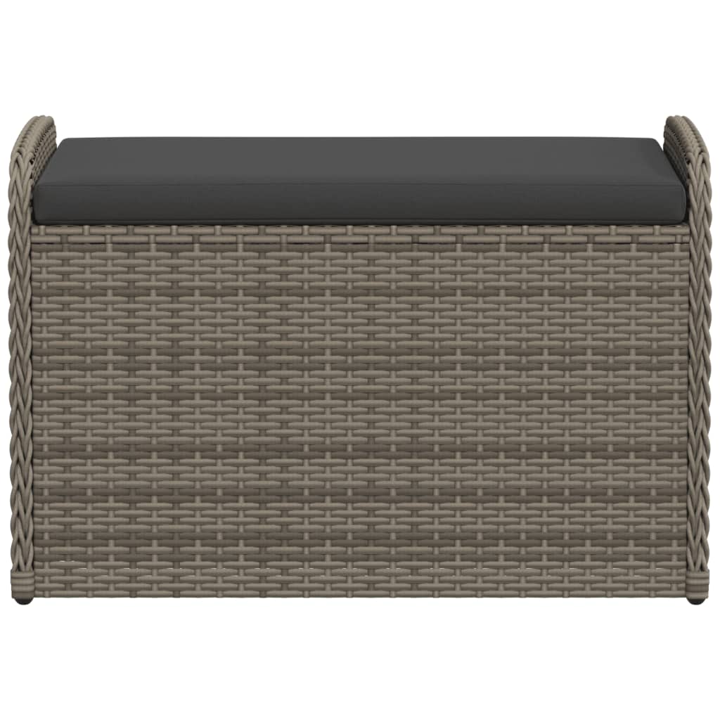 Banc de rangement avec coussin gris 80x51x52 cm résine tressée