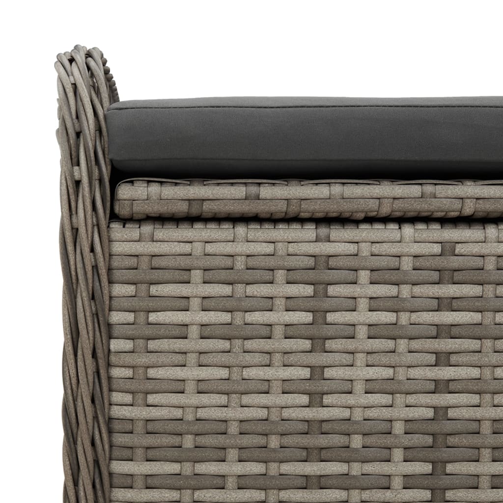 Banc de rangement avec coussin gris 80x51x52 cm résine tressée