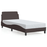 Cadre de lit sans matelas marron foncé 90x190 cm tissu