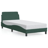 Cadre de lit sans matelas vert foncé 90x200 cm velours