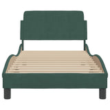 Cadre de lit sans matelas vert foncé 90x200 cm velours