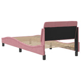 Cadre de lit et tête de lit sans matelas rose 90x200 cm velours