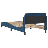 Cadre de lit avec tête de lit sans matelas bleu 100x200cm tissu