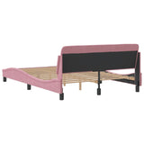 Cadre de lit et tête de lit sans matelas rose 120x200cm velours