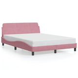 Cadre de lit et tête de lit sans matelas rose 140x190cm velours