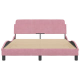 Cadre de lit et tête de lit sans matelas rose 140x190cm velours