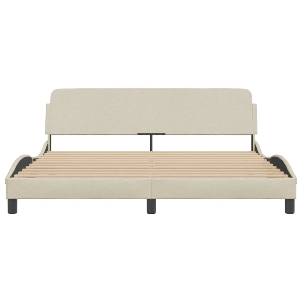 Cadre de lit sans matelas crème 160x200 cm tissu