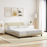 Cadre de lit sans matelas crème 160x200 cm tissu