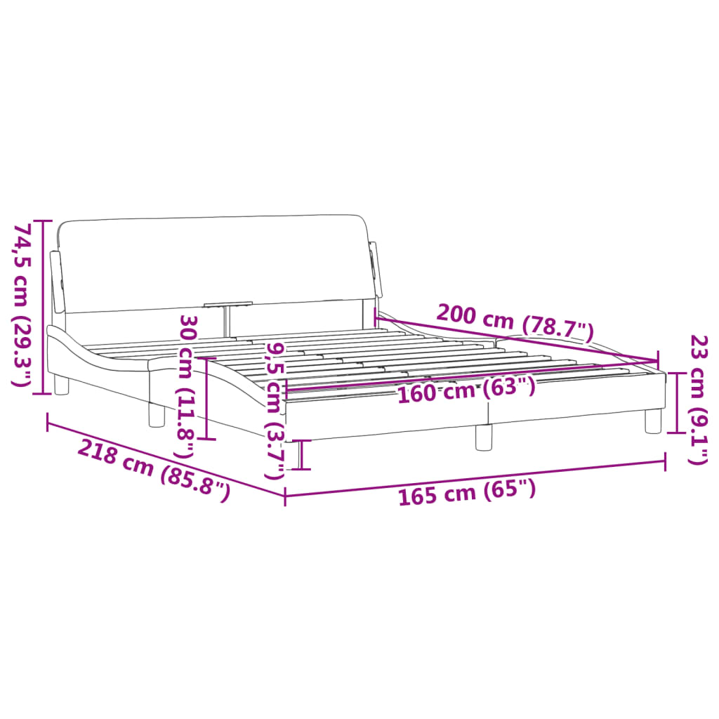 Cadre de lit sans matelas marron 160x200 cm similicuir