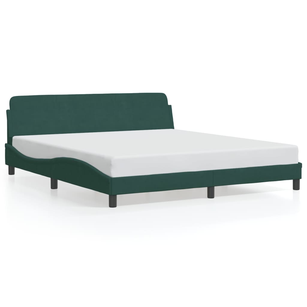 Cadre de lit sans matelas vert foncé 180x200 cm velours