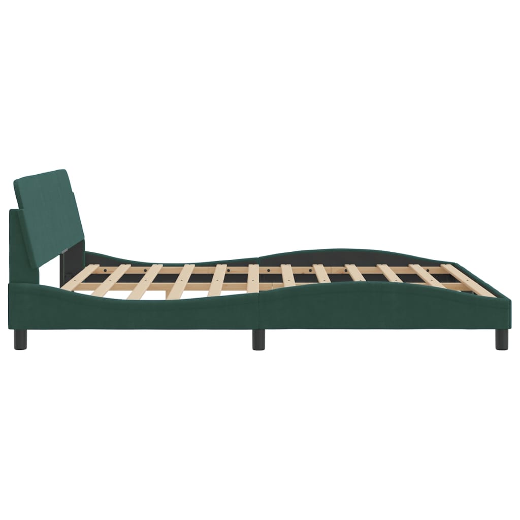 Cadre de lit sans matelas vert foncé 180x200 cm velours