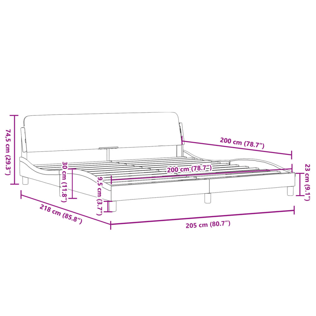 Cadre de lit sans matelas blanc 200x200 cm similicuir